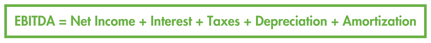 EBITDA=Net Income+Interest+Taxes+Depreciation+Amortization